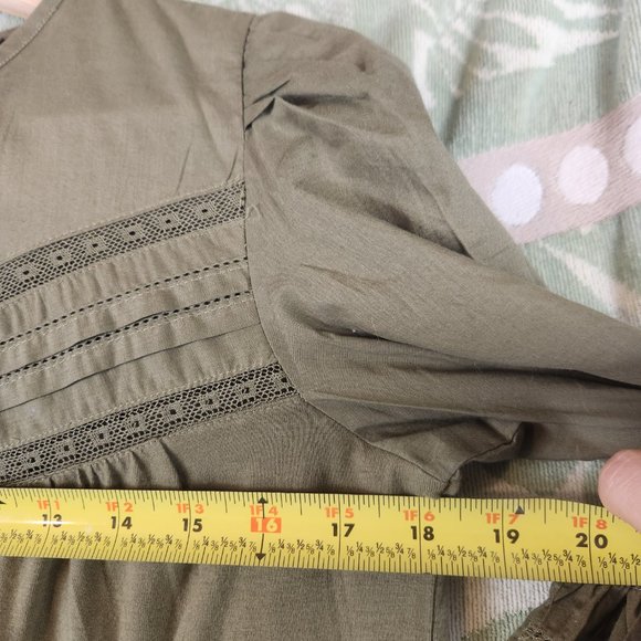 NWT J. Crew Puffed Sleeve Woven Lace Top Women's XS Olive Green‎ Cottagecore - Picture 10 of 10